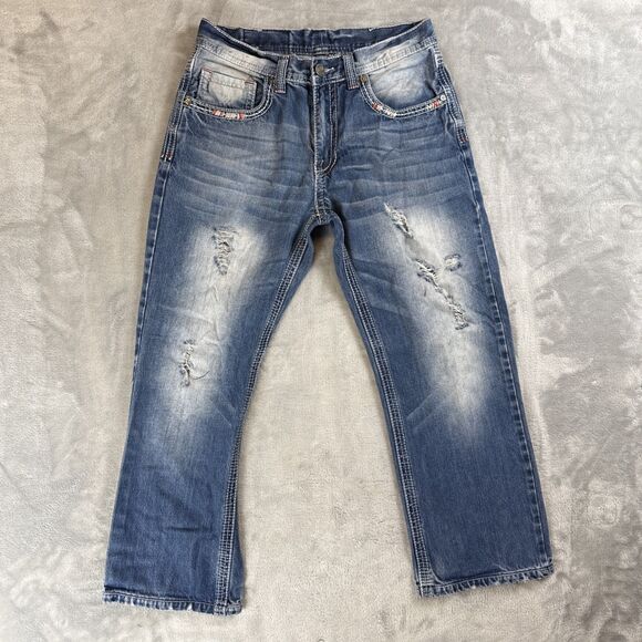 CJ Black Jeans Men 28x26* Blue Straight Relaxed Fit Distressed Denim Pants - Picture 1 of 7